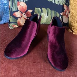 Maroon velvet soda booties new